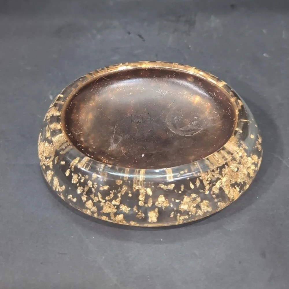 Nicole‎ Miller Copper Flake Clear Lucite Soap Holder, Gold Bathroom Accessory